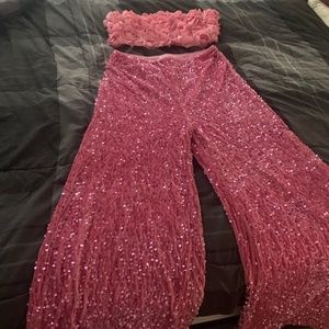 Pink Disco top and bell bottom pants